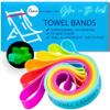 Towel Crabber Towel Bands (6-Pack), Beach Pool & Cruise Chairs, Extra Durable, Cruise Ship & Beach Essentials, Alternative to Beach Towel Clips (3 Regular + 3 Glow in The Dark) view 1