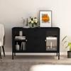 CHARMMA Sideboard Black 41.3"x13.8"x27.6" Steel and Tempered Glass-30.44KG view 1