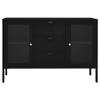 CHARMMA Sideboard Black 41.3"x13.8"x27.6" Steel and Tempered Glass-30.44KG view 4