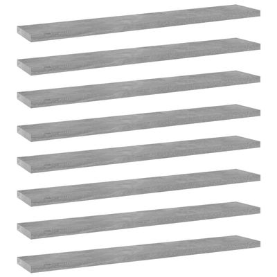 CHARMMA 8pcs Bookshelf Boards Chipboard Replacement Book Panels Bookshelves for Living Room,Study Room Organizer Display Shelves Storage Shelf for Books,Photo Frames Concrete Gray 23.6"x3.9"x0.6"