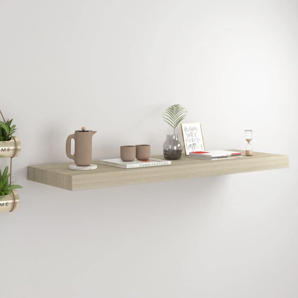 CHARMMA Floating Shelves Wall Mounted, Rustic Wood Wall Shelves for Bedroom, Bathroom, Living Room, Kitchen, Laundry Room Storage & Decoration, Oak 31.5"x9.3"x1.5" MDF