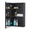 Fundin Medicine Cabinet 14 x 24 inches Mirror Size, Recessed or Surface Mount, Black Aluminum Bathroom Wall Cabinet with Mirror and Adjustable Shelves. view 1