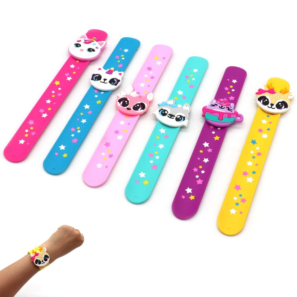 PAITUEND Cat Theme Slap Bracelets Party Favors- Cat Silicone Wristbands (6pack) for Adults Birthday&Cat Theme Party Supplies Carnival Prizes Suit Exchanging Gifts