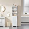 Yaheetech Tall Slim Storage Cabinet with 3 Shelves & Door, Freestanding Linen Cabinet for Bathroom, Living Room, Entryway, 16 x 12 x 60.5 Inches, White view 2