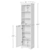 Yaheetech Tall Slim Storage Cabinet with 3 Shelves & Door, Freestanding Linen Cabinet for Bathroom, Living Room, Entryway, 16 x 12 x 60.5 Inches, White view 3