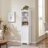 Yaheetech Tall Slim Storage Cabinet with 3 Shelves & Door, Freestanding Linen Cabinet for Bathroom, Living Room, Entryway, 16 x 12 x 60.5 Inches, White view 4