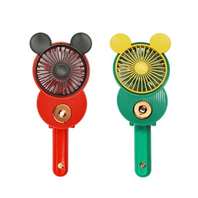 LACOVIA Cute Mouse Misting Mini Fan, Handheld Portable USB Rechargeable Fan with 3 Adjustable Speeds, Foldable For Travelling(Red&Green)