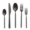 40-Piece Black Silverware Set for 8, Hammered Modern Stainless Steel Flatware Set, Tableware Cutlery Set for Home and Restaurant, Dinnerware Sets Fork Spoon Knife Set, Dishwasher Safe view 1