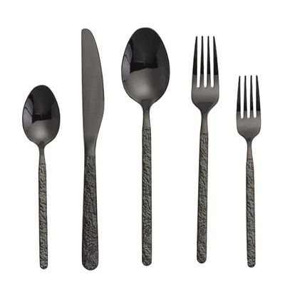 30-Piece Black Silverware Set for 6, Hammered Modern Stainless Steel Flatware Set, Tableware Cutlery Set for Home and Restaurant, Dinnerware Sets Fork Spoon Knife Set, Dishwasher Safe
