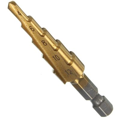 HSS Drill Step Drill Tapered Titanium 1/4 Hexagonal Rod for Drilling Screwdriver 4-12mm Drill Bit