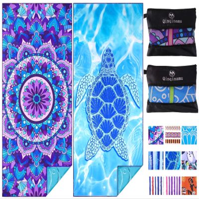 2 Pack Microfiber Oversized Lightweight Beach Towel 71"x32" XL Extra Large Thin Sand Free Towels Travel Swim Pool Yoga Gym Camping for Adults Women Men Beach Essentials Accessories Vacation Gift