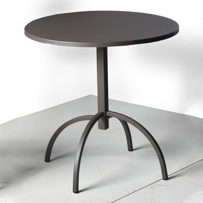 GWAREZ Round Pub Table, 23.6" Modern Style Metal Bar Table, Cafe & Break Room Restaurant Bistro Table, Easy Assembly, Dark Brown