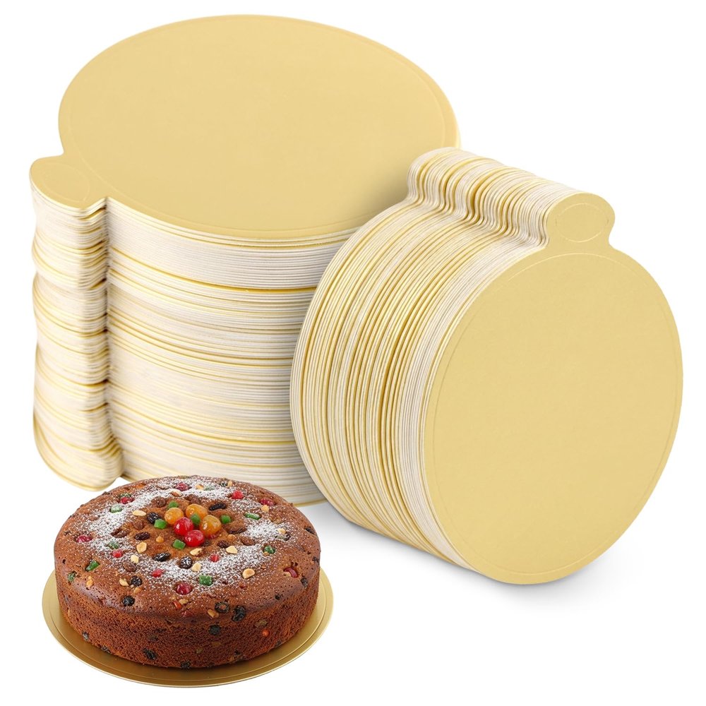 100Pcs 3.54In Golden Cake Boards Mini Round Cake Cardboard,Cupcake Dessert Displays Tray for Mousse Cupcake, Cake Dessert, Cake Decorating