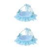 INFILM Wedding Flower Girl Basket,Handle Foldable Wedding Lace Flower Basket, Romantic Petals Basket with Lace and Satin Flowers,Party Candies Basket view 1