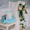 INFILM Wedding Flower Girl Basket,Handle Foldable Wedding Lace Flower Basket, Romantic Petals Basket with Lace and Satin Flowers,Party Candies Basket view 3