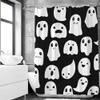 SHENGJUN 72x78 Inches Halloween Ghost Shower Curtain, Spooky Cute Funny Cartoon Ghosts Icons Black and White Fabric Kids Boy Trick or Treat Bathroom Shower Curtain with 12 Hooks view 3