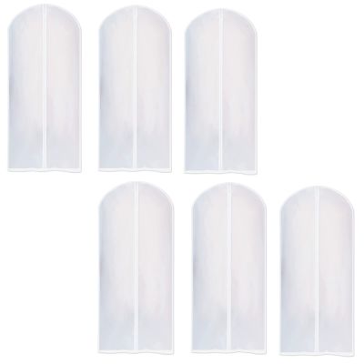 MISNODE 6 Pack Hanging Garment Bags with Zipper, 23.6 x 55 Clear Suit Bags Dress Garment Bags, Lightweight Clothes Covers Wardrobe Closet Garment Dust Cover Bags for Travel Closet Storage