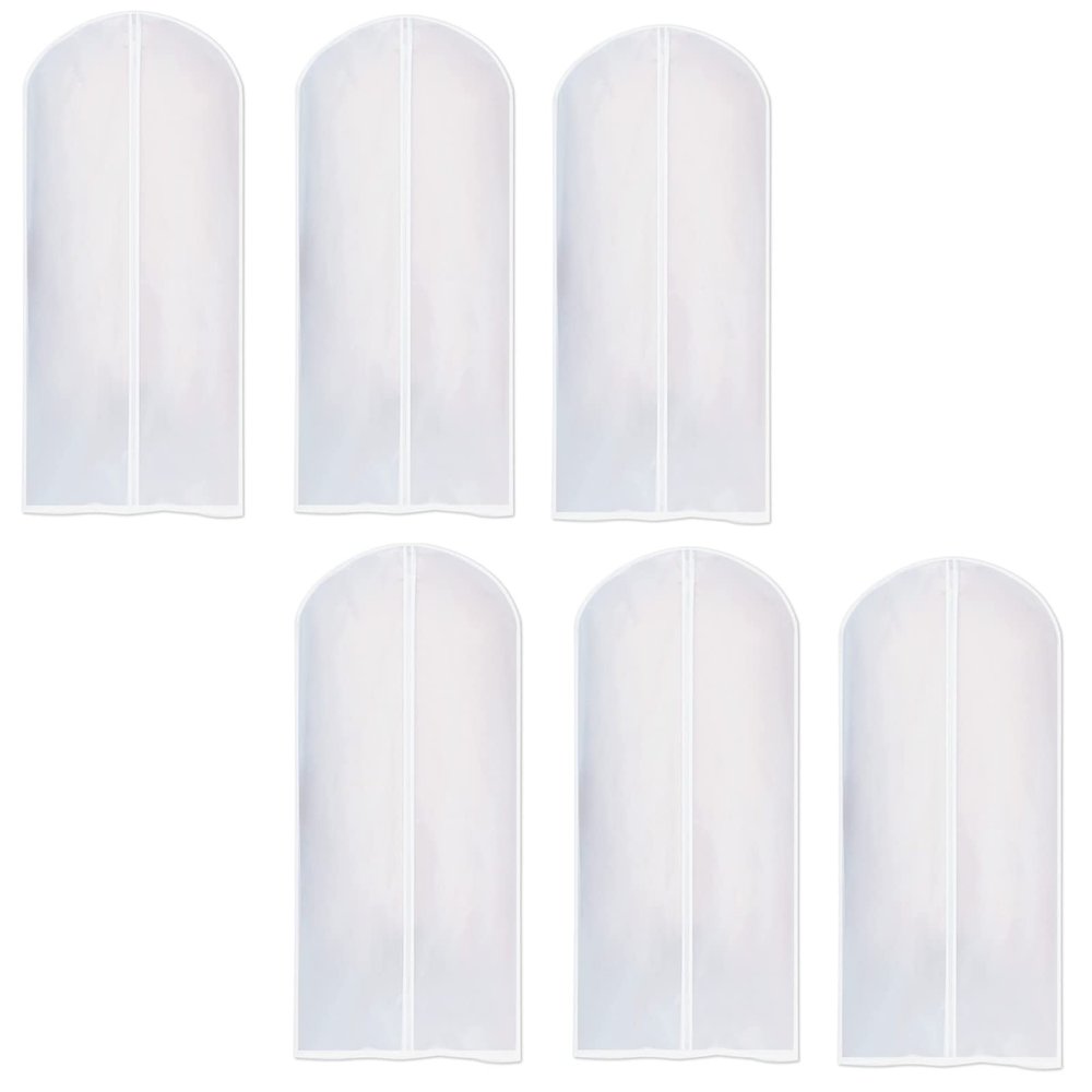 MISNODE 6 Pack Hanging Garment Bags with Zipper, 23.6 x 55 Clear Suit Bags Dress Garment Bags, Lightweight Clothes Covers Wardrobe Closet Garment Dust Cover Bags for Travel Closet Storage