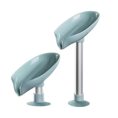 Soap Box Suction Cup Soap Dish Lotus Leaf Shaped Plastic Soap Holder Self-Draining Soap Saver Box Storage for Kitchen and Bathroom Household