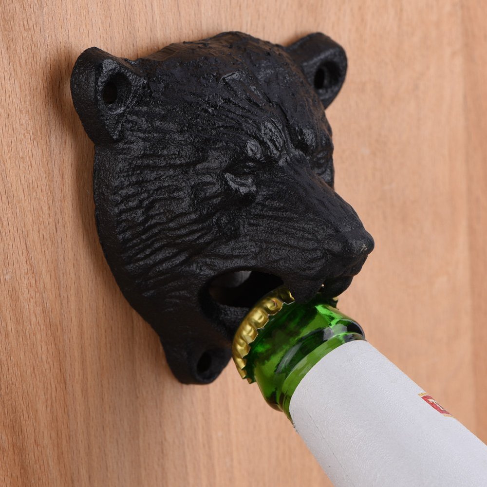 Cast Iron Bear Shape Beer Bottle Opener,Wall Mount Bottle Opener,Bottle Cap Opener,Soda Glass Bottle Cap Opener for Bars KTV Hotels Homes, Wall Mount Bottle Opener,Cast Iron Bear Shape BeerBottle