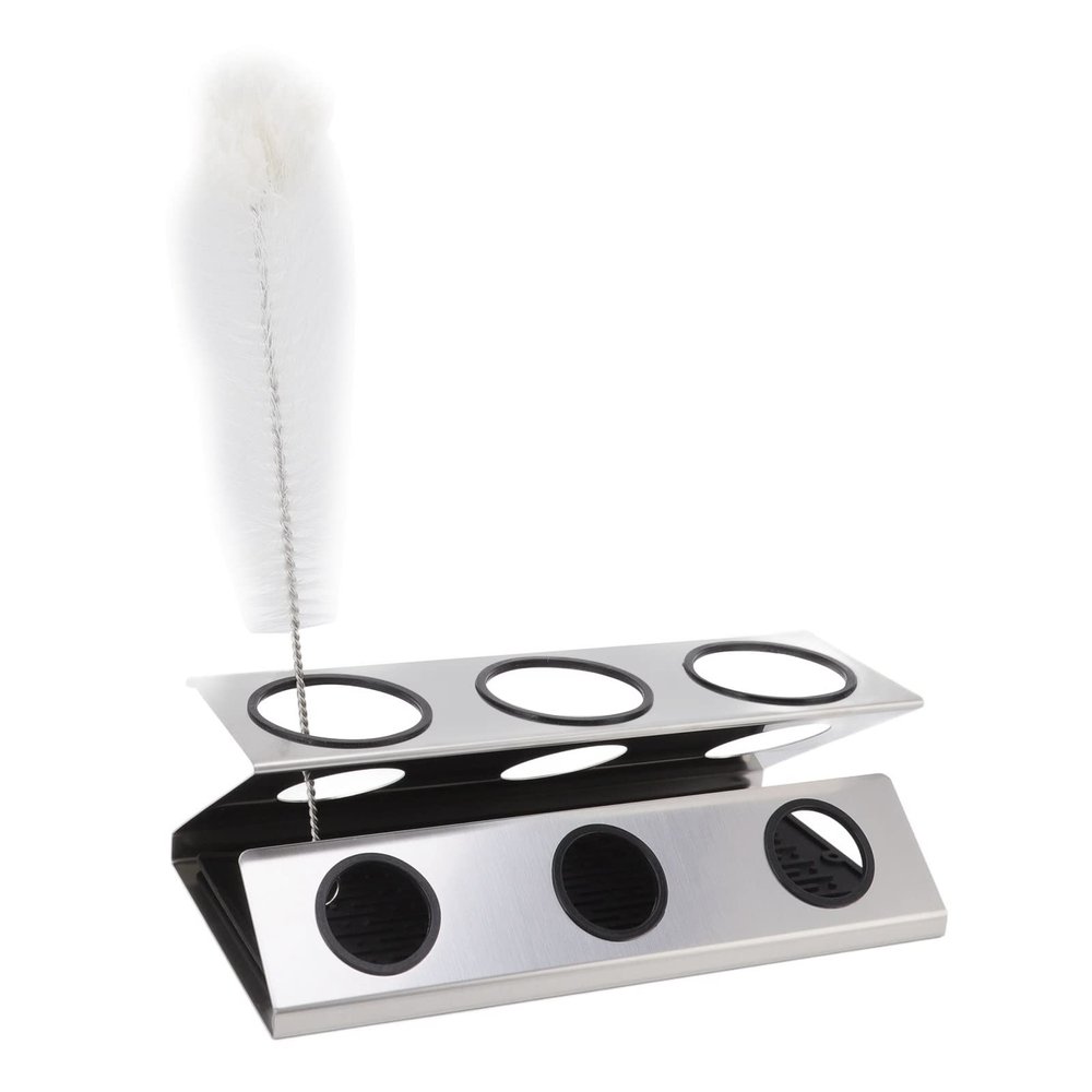 Bottle Drain Drying Rack 304 Stainless Steel Silicone Pad Silver 3 Holes Soda Bottle Drying Rack for Home Kitchen, Cup Drying Rack, Cup Drying Rack, Bottle Drain Drying Rack 304 Staibottle Drying