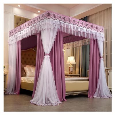 Bed Canopy Four Seasons Luxury Bed Canopy Girl Princess Room Decorative Bed Curtain for 1.8m Bed, 360 Protective Encrypted Mosquito Net with Mounting Bracket (Color : Purple 2, Size : 1.8x2x2m)