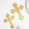 10pcs of Acrylic Gold Mirror Cross Cake Topper - Baptism & Holy Communion Cross Decor Set - 6'' Wide view 1