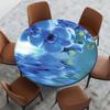 Yaofuren Table Cloth Cover Flower Pattern, Elastic Edge,Waterproof Wipeable Round Table Cover Dining Room Table,Blue,for 45" to 56" Round Tables view 1
