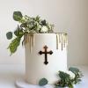 10pcs of Acrylic Baptism Cross Cake Topper, Mirror Cross Cake Decor, Gold Holy Communion Cross (6'', Rose Gold Mirror) view 2