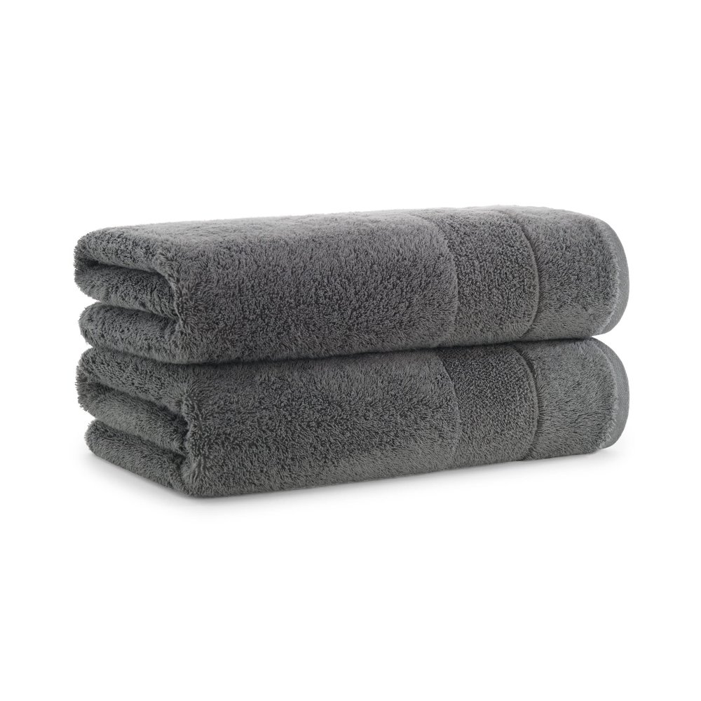 Aston & Arden Aegean Terry Solid Bath Towels, Pack of 2, 100% Turkish Cotton 600 GSM Oversized Bathroom Towels for Spa or Hotel, 30 x 60 in, Dark Grey