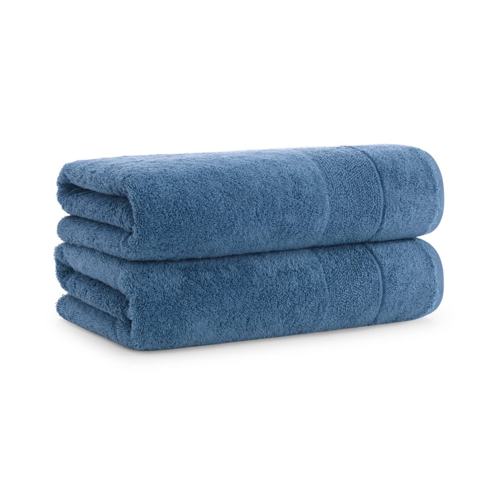 Aston & Arden Aegean Terry Solid Bath Towels, Pack of 2, 100% Turkish Cotton 600 GSM Oversized Bathroom Towels for Spa or Hotel, 30 x 60 in, Copen Blue