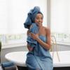 Aston & Arden Aegean Terry Solid Bath Towels, Pack of 2, 100% Turkish Cotton 600 GSM Oversized Bathroom Towels for Spa or Hotel, 30 x 60 in, Copen Blue view 4