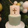 10pcs Acrylic Baptism Cross Cake Topper, Mirror Cross Cake Decor, Gold Holy Communion (8'', Rose Gold Mirror) view 2