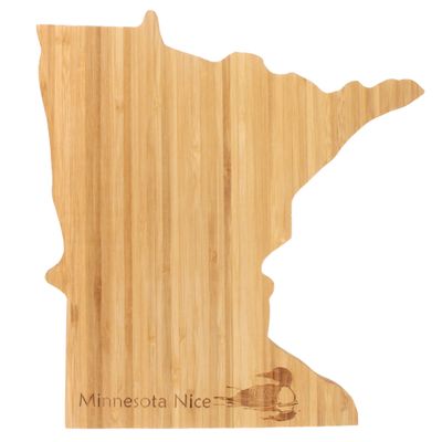 BambooMN Minnesota Silhouette Bamboo Serving and Cutting Board - Minensota Nice w/Loon Engraved 2 Units - 10.75" x 10.45" x 0.6"