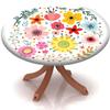Yaofuren Round Table Cover Flower Pattern, Elastic Edge,Waterproof Wipeable Round Table Cover Dining Room Table,Multicolor,for 28" to 35" Round Tables view 2