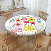 Yaofuren Round Table Cover Flower Pattern, Elastic Edge,Waterproof Wipeable Round Table Cover Dining Room Table,Multicolor,for 28" to 35" Round Tables view 3