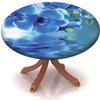 Yaofuren Round Table Cover Flower Pattern, Elastic Edge,Waterproof Wipeable Round Table Cover Suitable for Catering and Kitchen,Blue,for 36" to 44" Round Tables view 2