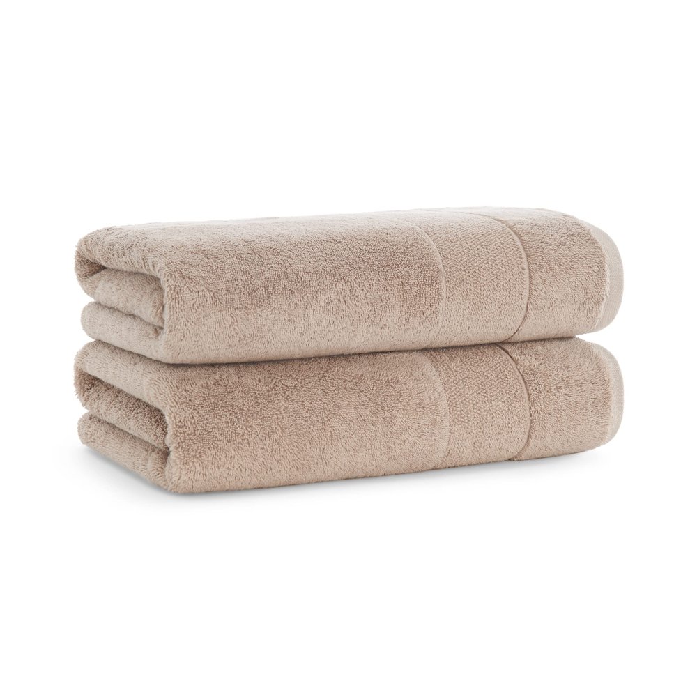 Aston & Arden Aegean Terry Solid Bath Towels, Pack of 2, 100% Turkish Cotton 600 GSM Oversized Bathroom Towels for Spa or Hotel, 30 x 60 in, Hummus