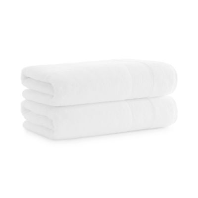 Aston & Arden Aegean Terry Solid Bath Towels, Pack of 2, 100% Turkish Cotton 600 GSM Oversized Bathroom Towels for Spa or Hotel, 30 x 60 in, White