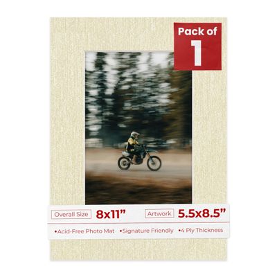 Poster Palooza 8x11 Mat Bevel Cut for 5.5x8.5 Photos - Acid Free Fresh Linen Canvas Precut Matboard - For Pictures, Photos, Framing - 4-ply Thickness