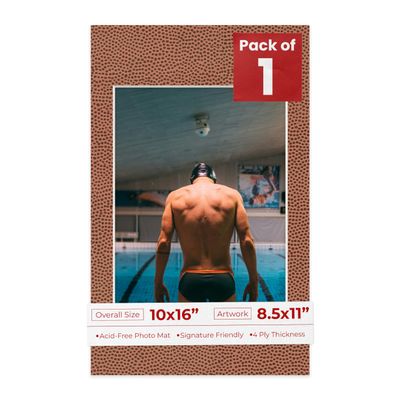 Poster Palooza 10x16 Mat Bevel Cut for 8.5x11 Photos - Acid Free Football Texture Precut Matboard - For Pictures, Photos, Framing - 4-ply Thickness