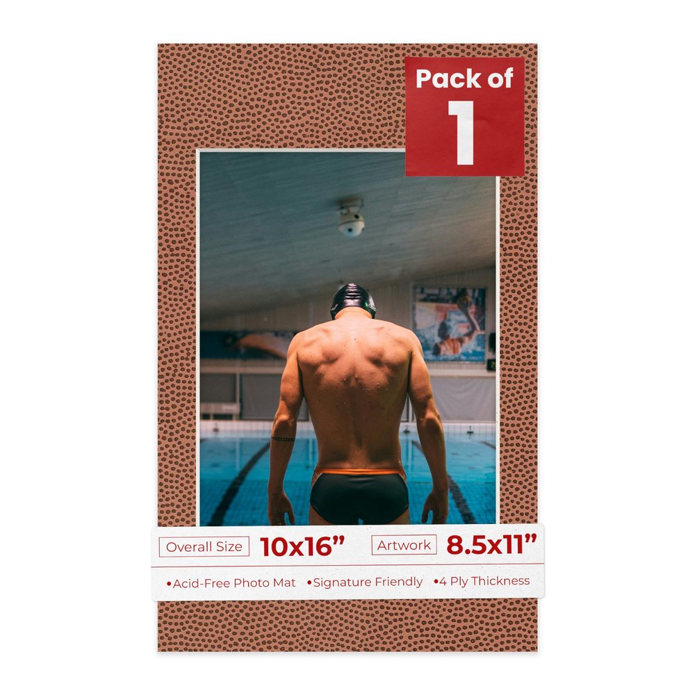 Poster Palooza 10x16 Mat Bevel Cut for 8.5x11 Photos - Acid Free Football Texture Precut Matboard - For Pictures, Photos, Framing - 4-ply Thickness