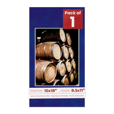 Poster Palooza 10x18 Mat Bevel Cut for 8.5x11 Photos - Acid Free Royal Blue Suede Precut Matboard - For Pictures, Photos, Framing - 4-ply Thickness