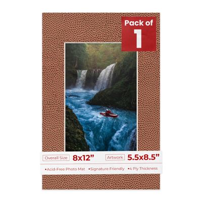 Poster Palooza 8x12 Mat Bevel Cut for 5.5x8.5 Photos - Acid Free Football Texture Precut Matboard - For Pictures, Photos, Framing - 4-ply Thickness