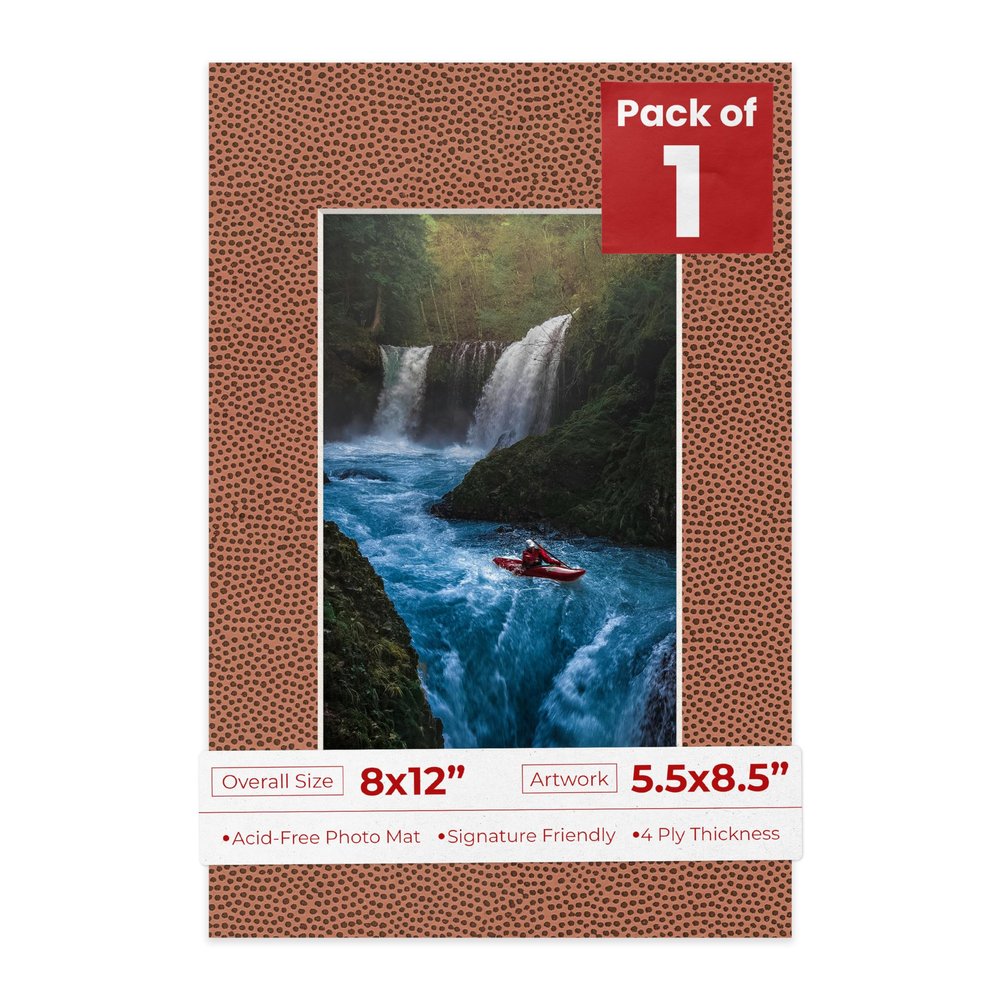 Poster Palooza 8x12 Mat Bevel Cut for 5.5x8.5 Photos - Acid Free Football Texture Precut Matboard - For Pictures, Photos, Framing - 4-ply Thickness