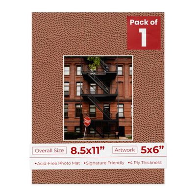 Poster Palooza 8.5x11 Mat Bevel Cut for 5x6 Photos - Acid Free Football Texture Precut Matboard - For Pictures, Photos, Framing - 4-ply Thickness