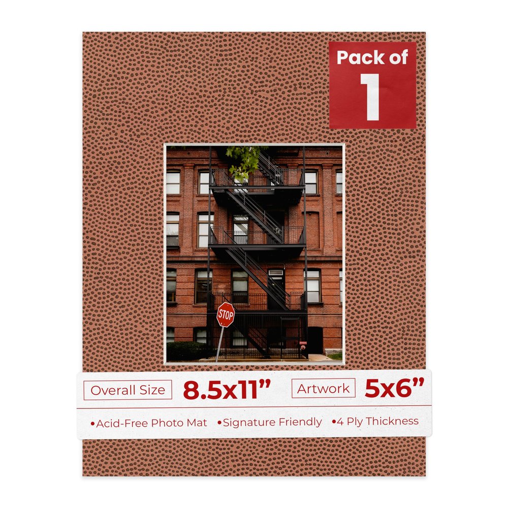 Poster Palooza 8.5x11 Mat Bevel Cut for 5x6 Photos - Acid Free Football Texture Precut Matboard - For Pictures, Photos, Framing - 4-ply Thickness