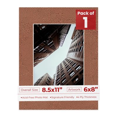 Poster Palooza 8.5x11 Mat Bevel Cut for 6x8 Photos - Acid Free Football Texture Precut Matboard - For Pictures, Photos, Framing - 4-ply Thickness