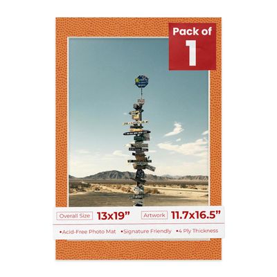 Poster Palooza 13x19 Mat Bevel Cut for 11.7x16.5 Photos - Acid Free Basketball Texture Precut Matboard - For Pictures, Photos, Framing - 4-ply Thickness