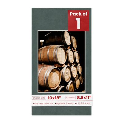 Poster Palooza 10x18 Mat Bevel Cut for 8.5x11 Photos - Acid Free Dark Grey Suede Precut Matboard - For Pictures, Photos, Framing - 4-ply Thickness